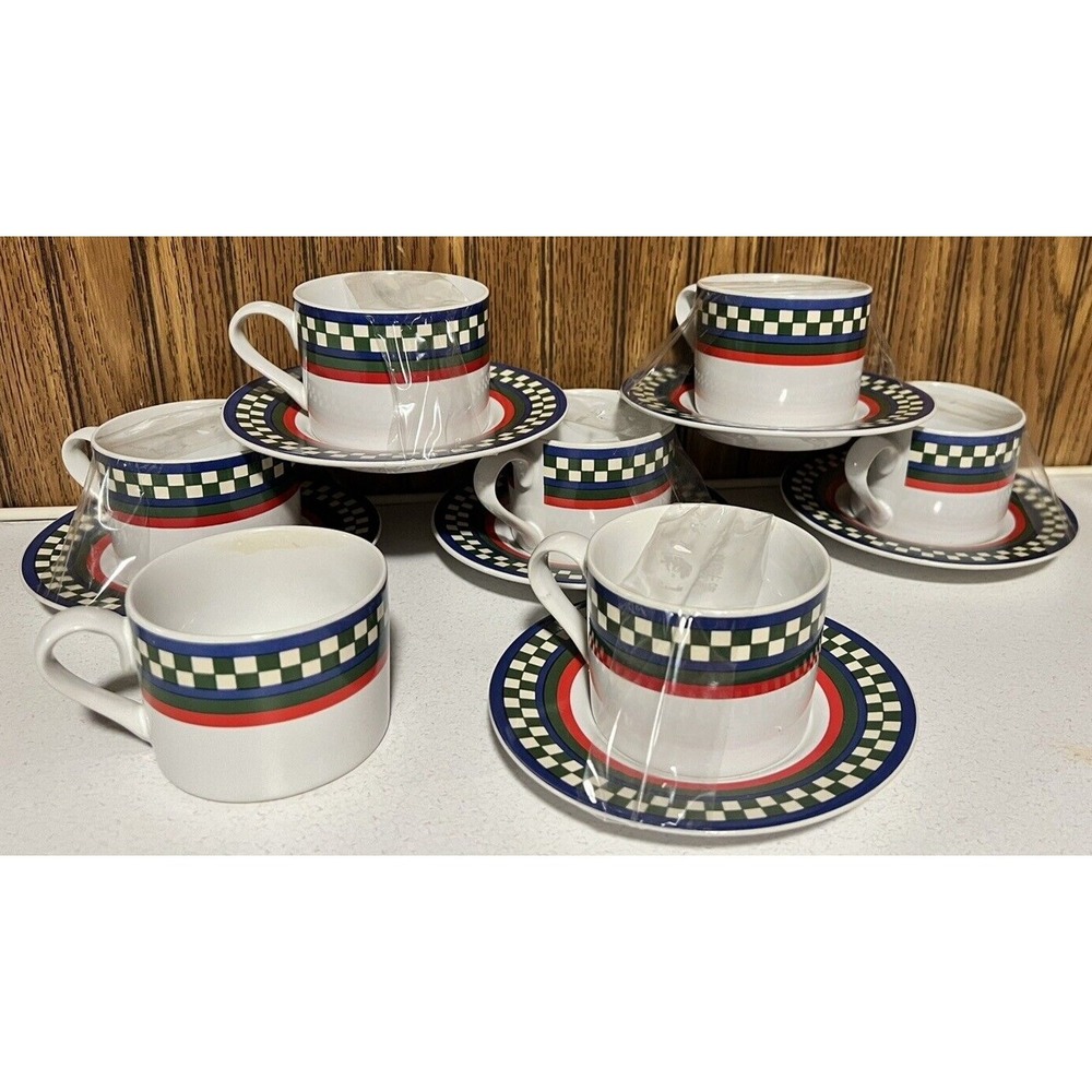 Bob Timberlake Cups and Saucer Set International Tableworks Ella's‎ Rooster